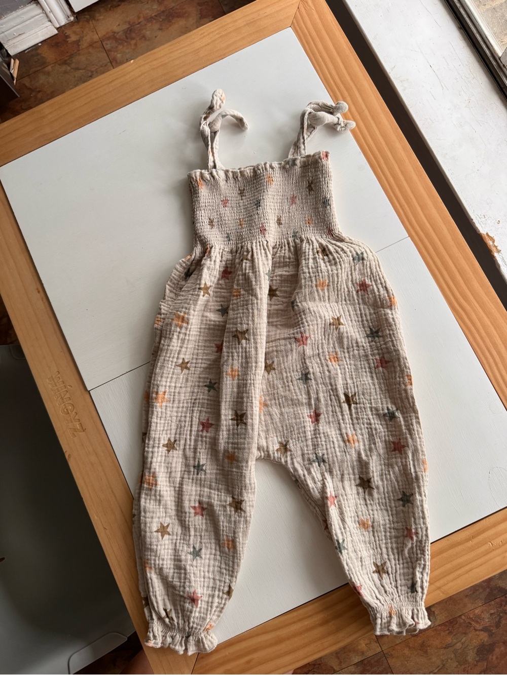 Rylee + Cru Cream Star-Print Gauze Romper